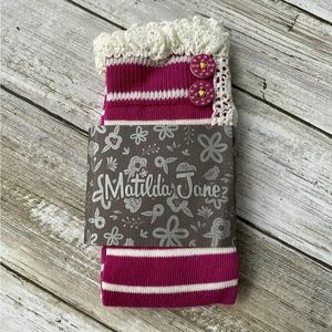 NWT Matilda Jane Fuchsia Striped Lace Knee Socks